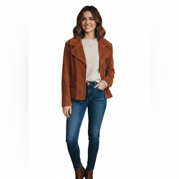 Vintage Live A Little Brown Leather Jacket Size Large - Picture 1 of 11